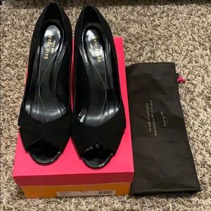 Copa Black Suede Kate Spade Open Toe Wedge Size8.5